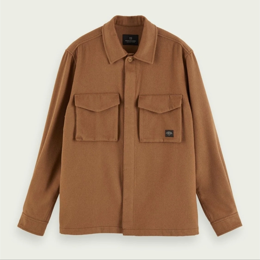Scotch & Soda Brushed Wool Blend Overshirt Shacket Top Jacket